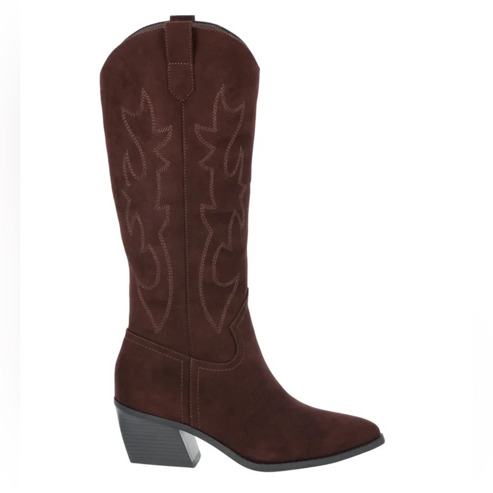 Steve Madden NYC Stitched Western Boots, Chocolate Brown Suede, Sz 11, NWB